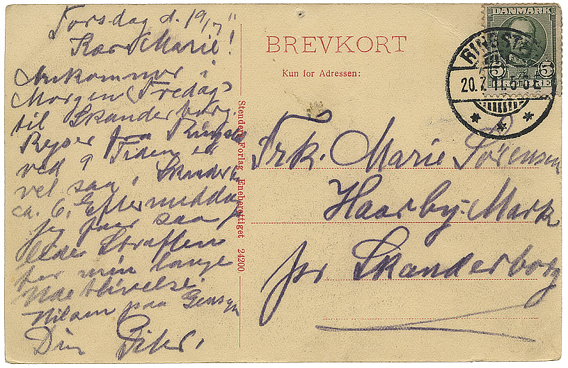 Kort fra Peter til Marie. Kort fra Peter til Marie.